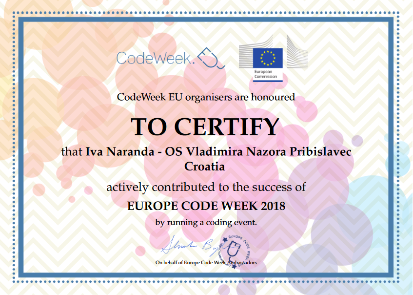 CodeWeek 2018 OS Vladimira Nazora Pribislavec